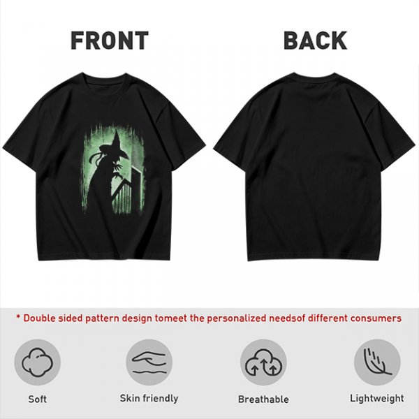 Olive T-Shirt With Spooky Witch Silhouette Halloween Graphic