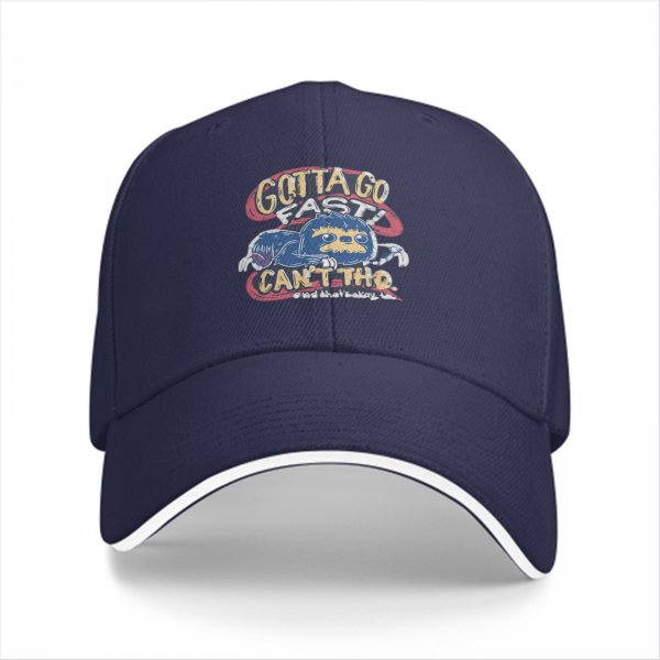 Black baseball cap with sloth 'gotta go fast can't tho' graphic