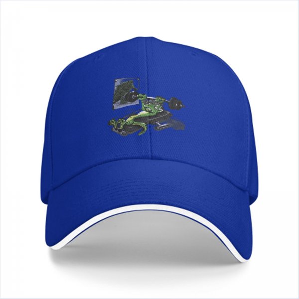 Black baseball cap with a green frog bench pressing weight design