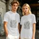 Olive Green Crewneck T-Shirt With Whimsical Graphic Print
