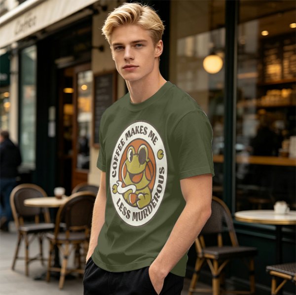 Coffee Makes Me Less Murderous Frog Graphic T-Shirt