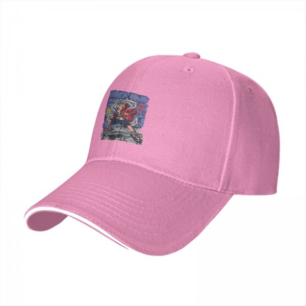 Black Baseball Cap With Graffiti Style Action Character Print