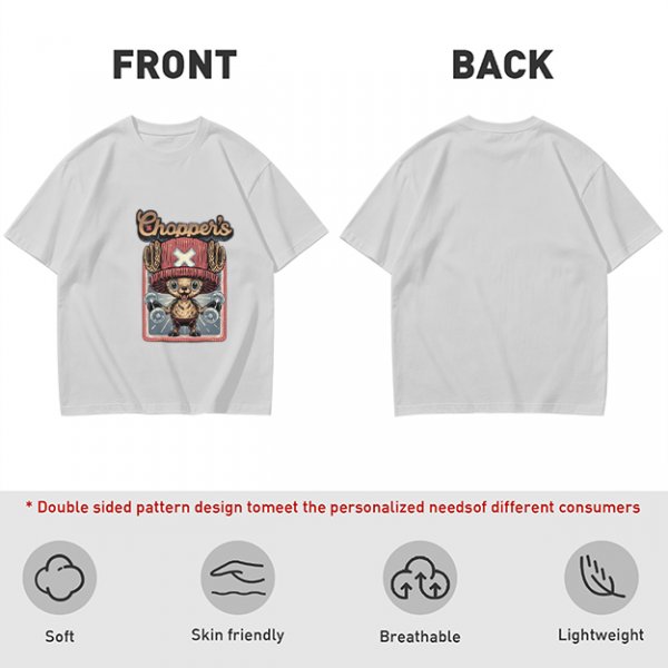Olive T-Shirt with Tony Tony Chopper Lifting Weights Graphic