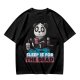 Olive t-shirt with panda drinking coffee and 'Sleep is for the dead' text