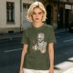 Olive Green T-Shirt With Cat In Robot Helmet Graphic Print