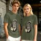 Olive T-shirt with Darth Vader holding a steaming coffee cup