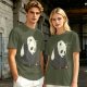 Olive T-shirt with Sad Sitting Panda Graphic Print
