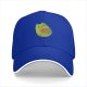 Black baseball cap with cute green cat holding orange yarn ball