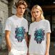 Olive T-Shirt With Octopus Skull Graphic Print