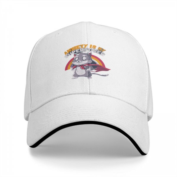 Anxiety Is My Superpower Cat Graphic Black Baseball Cap