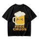 Olive Green T-Shirt With Cute Kawaii Beer Mug Free Chugs Print