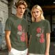 Olive T-Shirt With Crane Playing Cello Red Moon Art Print