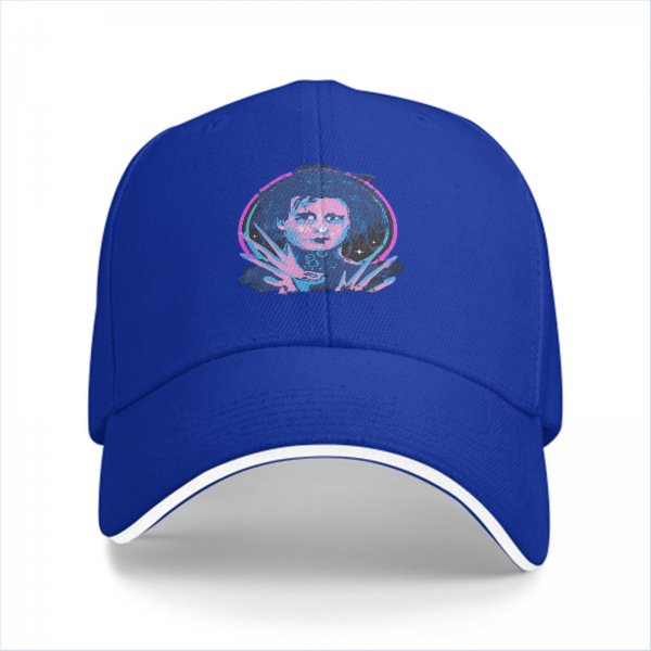 Black Baseball Cap With Neon Edward Scissorhands Portrait Print
