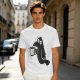 Olive Green T-Shirt With Cartoon Crow Holding Coffee Mug Print