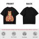Olive T-Shirt With Happy Bear Holding Fork And Knife Here For Snacks Print