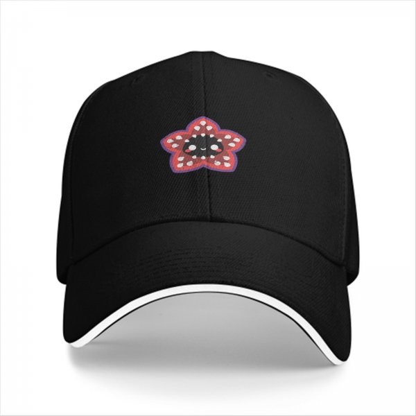 Black Baseball Cap With Cute Demogorgon Monster Print