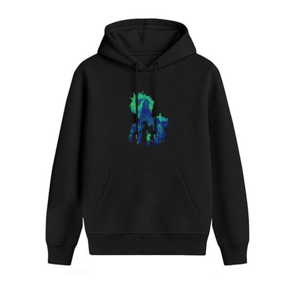 Anime Character Silhouette Graphic Black Hoodie