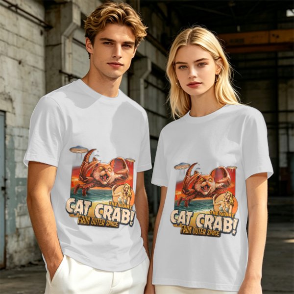 Olive T-Shirt Featuring The Giant Cat Crab From Outer Space Graphic