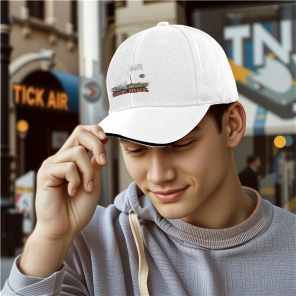 Black baseball cap with Finders Keepers boat graphic