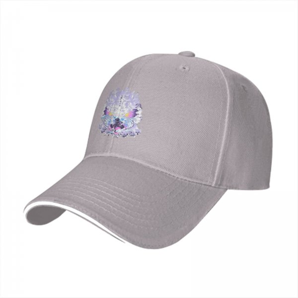 Black Baseball Cap With Anime Themed Graphic Print