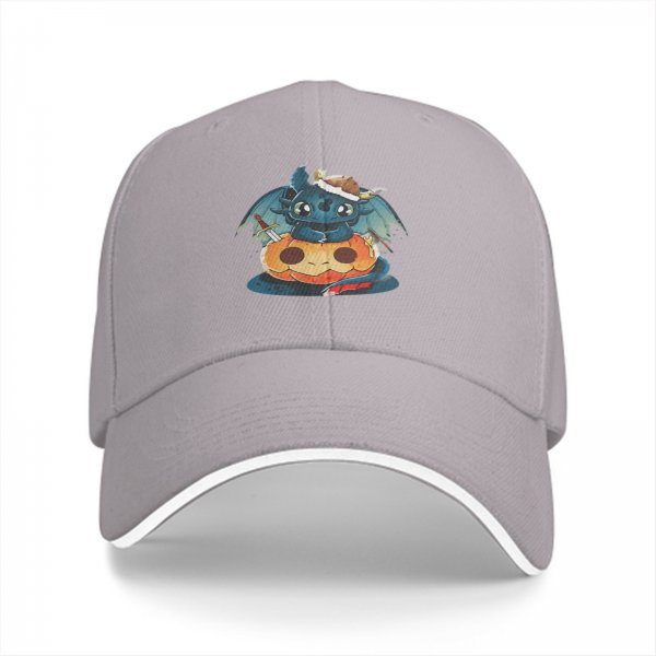 Black Baseball Cap With Cute Viking Dragon Pumpkin Halloween Art
