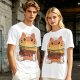 Olive T-Shirt With Cute Cat Burger And Kittens Print