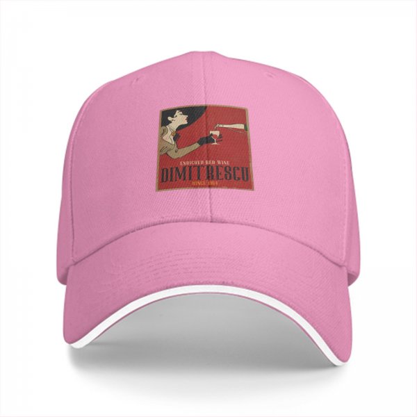 Black Baseball Cap With Vintage Wine Lady Graphic Print