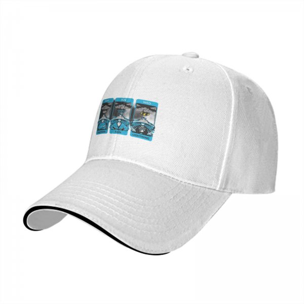 Black Baseball Cap With Thunder Rain Lightning Tarot Card Style Print