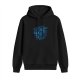 Black Hoodie With Blue Graphic Print Design