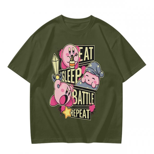 Eat Sleep Battle Repeat Kirby Graphic T-Shirt