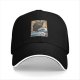 Black Baseball Cap with Japanese Wave and Ship Art Print