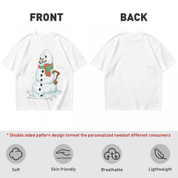 Olive T-Shirt With Melting Snowman Christmas Print