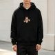 Black hoodie with cute pink cartoon character holding signs