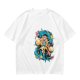 Olive anime graphic t-shirt with vibrant fantasy character art