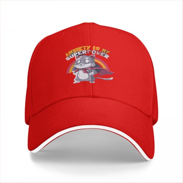 Anxiety Is My Superpower Cat Graphic Black Baseball Cap
