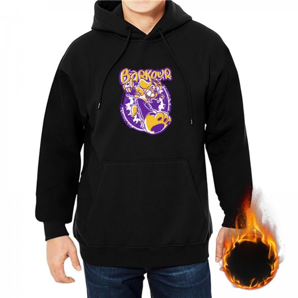Black Graphic Hoodie With Playful Dog 'Barkour' Print