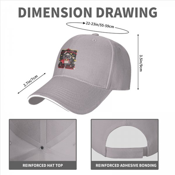 Black baseball cap with cute lamb holding sword 'Cute As Hell' graphic
