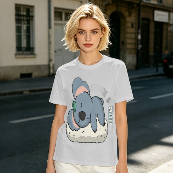Olive T-Shirt with Sleeping Koala Nap Graphic