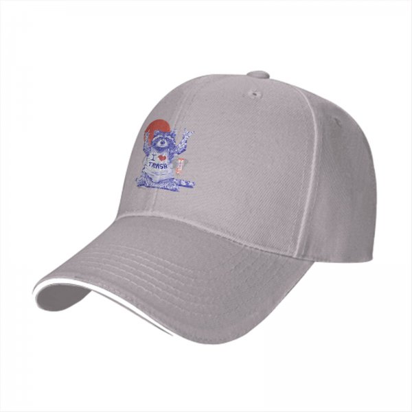 Black Baseball Cap With Raccoon I Love Trash Graphic