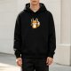 Black Hoodie With Cute Cartoon Fox Graphic Print