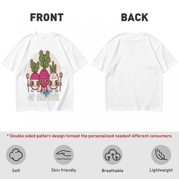 Olive Graphic T-Shirt With Evil Vegetable Characters Design