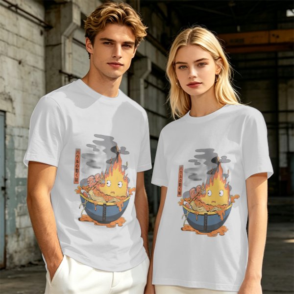 Howl's Moving Castle Calcifer Ramen Graphic T-Shirt