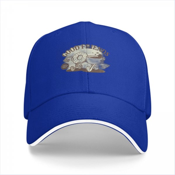 Black Baseball Cap With Good Friends Donut And Coffee Graphic