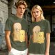 Olive T-Shirt With Cute Cartoon Bread And Butter Graphic