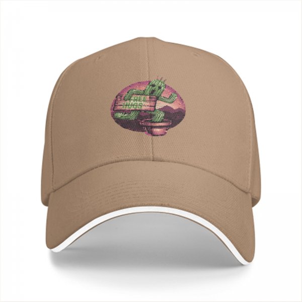 Black Baseball Cap With Cactus Free Hugs Desert Print