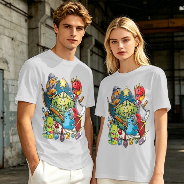Dungeons and Dragons Cute Dragon Characters D20 T-Shirt Design
