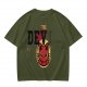 Olive T-Shirt with Red Devil Cat Graphic and The Dev Print