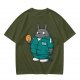 Totoro in Squid Game tracksuit holding umbrella honeycomb cookie t-shirt