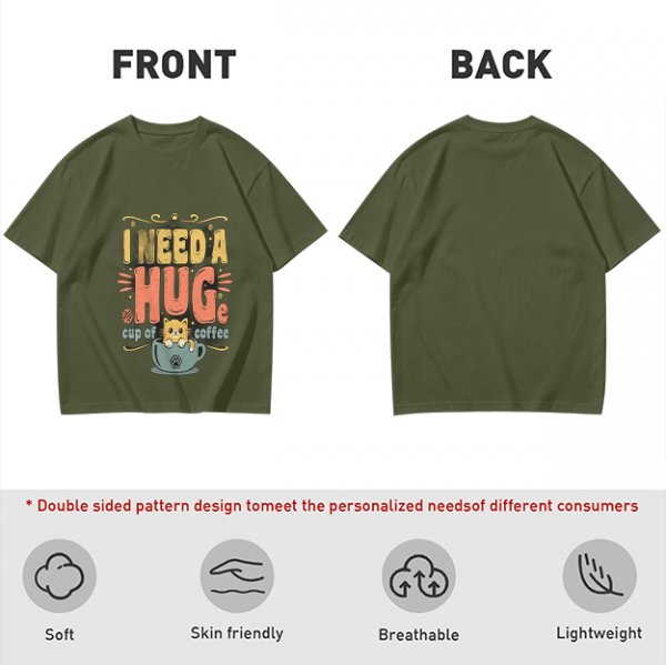 I Need a Huge Cup of Coffee Cat Graphic T-Shirt