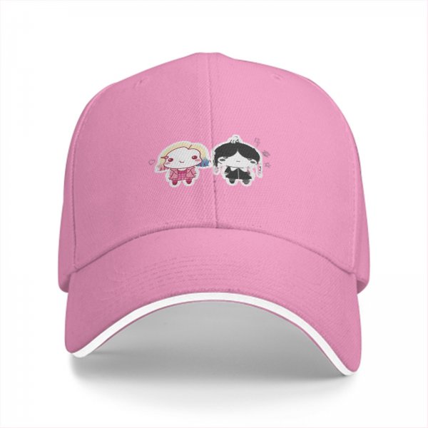 Black Baseball Cap With Cute Wednesday Addams And Enid Sinclair Chibi Art